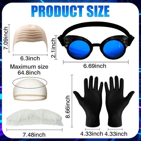6 Pcs Halloween Egg Costume for Men Bald Holster Goggles Beard Gloves Halloween Party for Cosplay in Saudi Arabia