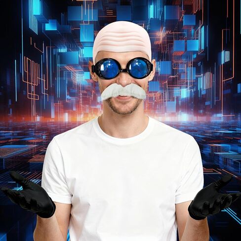 6 Pcs Halloween Egg Costume for Men Bald Holster Goggles Beard Gloves Halloween Party for Cosplay in Saudi Arabia