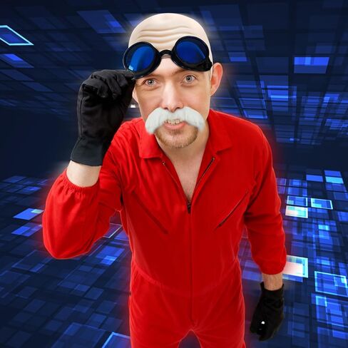 6 Pcs Halloween Egg Costume for Men Bald Holster Goggles Beard Gloves Halloween Party for Cosplay in Saudi Arabia