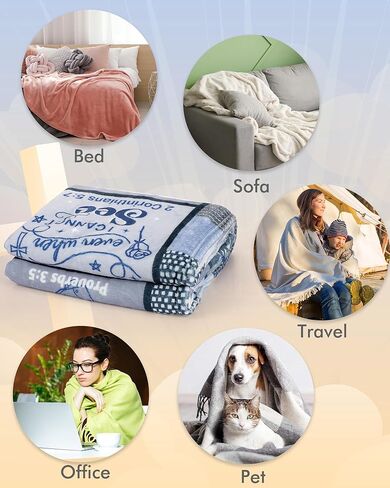Bozidol Christian Blanket Gifts for Baby Boys: 40x50 inch Blue Bible Verse Throw Blanket Baptism Gifts, Religious Scripture Blankets for Godson Boys Girls Baptismal Gift Baptism Favors in Saudi Arabia