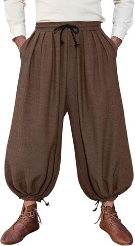 Runcati Mens Medieval Renaissance Pants Viking Navigator Baggy Harem Pants Pirate Halloween Retro Costume Trousers in Saudi Arabia