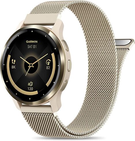 22mm Metal Magnetic Compatible with Garmin Venu 3 Watch Band 45mm/Venu 4 45mm/Venu 2/Vivoactive 4, Quick Release Stainless Steel Mesh Strap for Forerunner 570-47mm/265/255 Women Men in Saudi Arabia