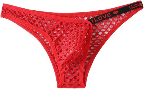 Men's Mesh Sheer G-string Sexy Open Back Panties Printed Spliced Bikini Thong Underwear for Sissy Femboy in Kuwait