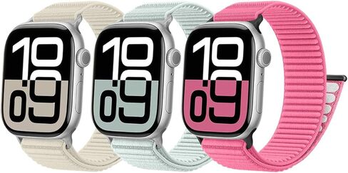 سوار رياضي بحلقة من النايلون متوافق مع سوار ساعة Apple مقاس 38 مم 40 مم 41 مم 42 مم 44 مم 45 مم 46 مم، حزام بديل ناعم قابل للتعديل لساعة iWatch SE 3/ SE 2/ SE/Series 11 10 9 8 7 6 5 4 3 2 1 للنساء والرجال in Kuwait
