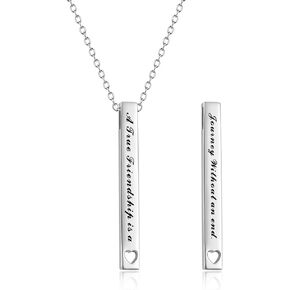 Sister Necklace for Women Silver Best Friend Friendship Bar Necklace Bestie Pendant with 18+2 Inches Chain Friendship Jewelry Gifts for Birthday Christmas Graduation in Kuwait
