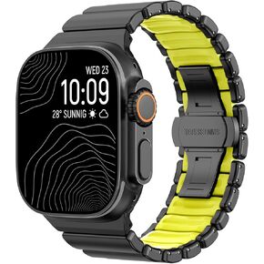 سوار CHANCHY من التيتانيوم متوافق مع Apple Watch Ultra 3/2/1 Band 49mm 46mm 45mm 44mm 42mm، سوار فاخر من السيليكون التيتانيوم وصلة مزدوجة الطبقة للرجال iWatch Series 11 10 9 8 7 6 5 4 SE in Kuwait