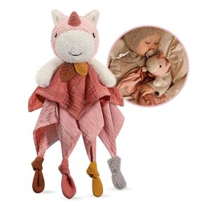 Nueplay Unicorn Baby Loveys للبنات، بطانية أمان فائقة النعومة وحيوانات محشوة من القطيفة لحديثي الولادة والأطفال الصغار - مجموعة هدايا مثالية لحديثي الولادة ومستلزمات التسجيل in Kuwait