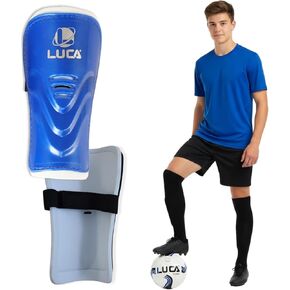 واقيات الساق من LUCA Club Soccer للشباب والكبار - واقيات ساق خفيفة للغاية - معدات حماية خفيفة الوزن ومتينة للرجال والنساء والأطفال باللون الأسود المتوسط in Kuwait