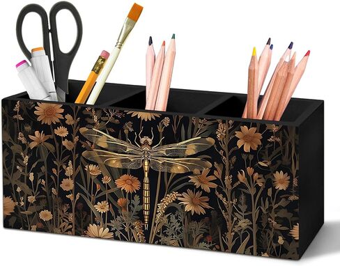 Leopard Disco Pen Holder for Desk, Pink Preppy Coquette Cheetah Pencil Organizer, Maximalist What's The Best That Could Happen Wooden Pen Holder Desk Accessories Decor for Girls Room Dorm in Saudi Arabia