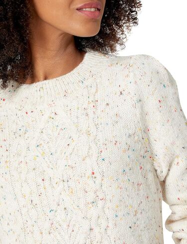 Cable Stitch Women's Donegal Dots Cable Knit Sweater - Crewneck Long Sleeve Mélange Pullover Top in Saudi Arabia