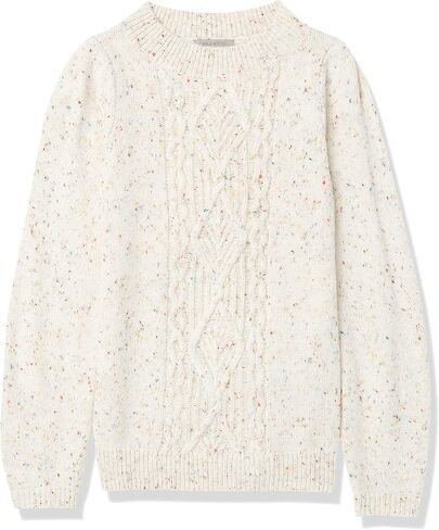 Cable Stitch Women's Donegal Dots Cable Knit Sweater - Crewneck Long Sleeve Mélange Pullover Top in Saudi Arabia