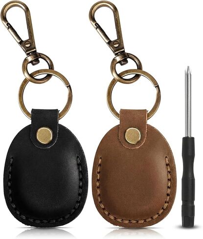 MOLOVA 4 Pack Genuine Leather Case for AirTag 2nd & 1st Generation, [Full Coverage] Handcrafted Leather Holder Keychain with Secure Screw Lock & Screwdriver, Protective Cover for Air Tag (Multicolor) in Saudi Arabia