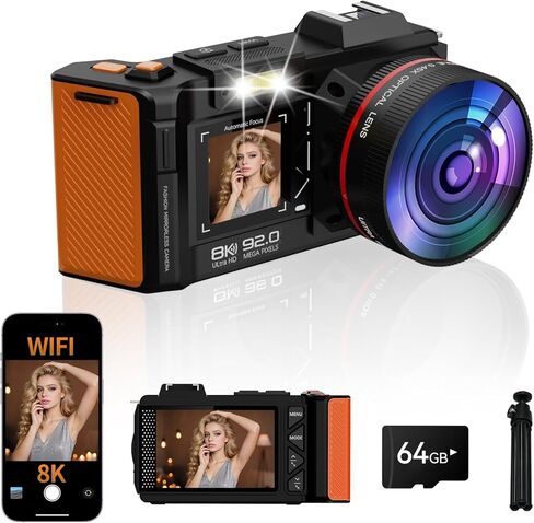 4K Digital Camera for Photography Autofocus,64MP WiFi Vlogging Camera with 3" 180° Flip Screen for YouTube,18X Zoom Travel Camera for Beginners,32GB Card & Rechargeable Battery (Pink) in Saudi Arabia