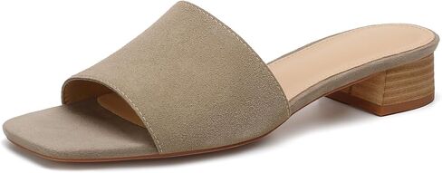 VICKI·VICKI Women’s Raffia Slide Sandals, Low Heel Square Toe Open Toe Slip On Sandals for Women, Memory Foam Insole, Summer Vacation Casual Sandals in Saudi Arabia