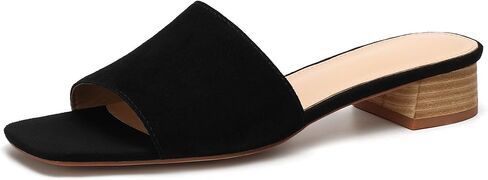 VICKI·VICKI Women’s Raffia Slide Sandals, Low Heel Square Toe Open Toe Slip On Sandals for Women, Memory Foam Insole, Summer Vacation Casual Sandals in Saudi Arabia