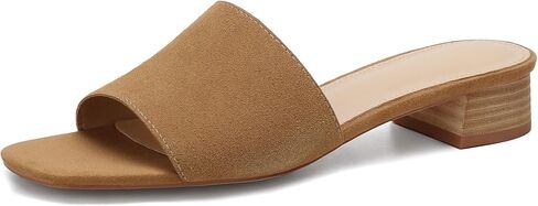 VICKI·VICKI Women’s Raffia Slide Sandals, Low Heel Square Toe Open Toe Slip On Sandals for Women, Memory Foam Insole, Summer Vacation Casual Sandals in Saudi Arabia