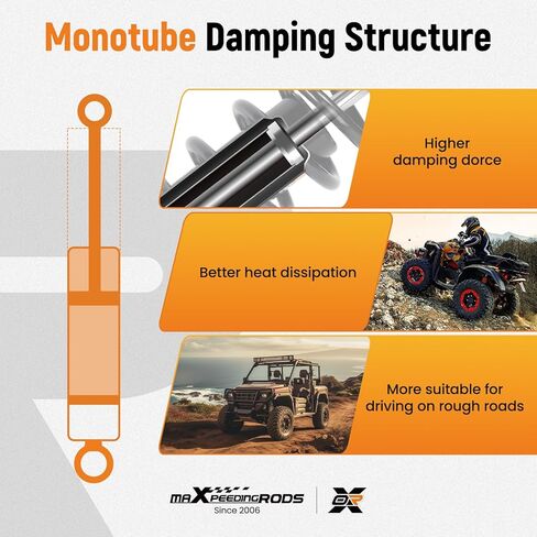 قطعتان من الصدمات الأمامية من maXpeedingrods مناسبة لـ Polaris 400 Ranger متوسطة الحجم 2010-2014، لـ Polaris 500 Ranger 2011-2022، لـ Polaris Ranger 570 SP 2022-2023، 7043532 ممتص أحادي الأنبوب، أسود in Saudi Arabia