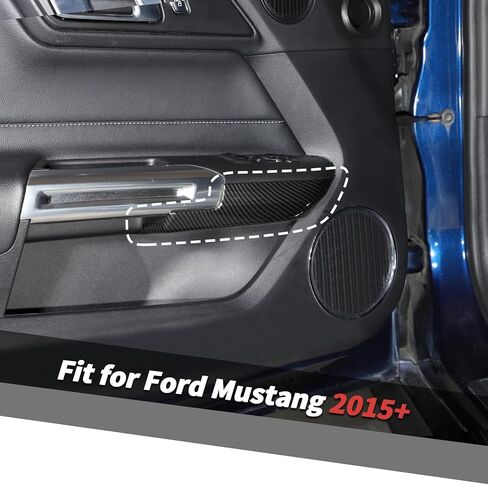 Jimen مناسب لسيارة Ford Mustang 2015-2024، قطعتان من غطاء لوحة مسند الذراع للباب الداخلي (أحمر) in Saudi Arabia