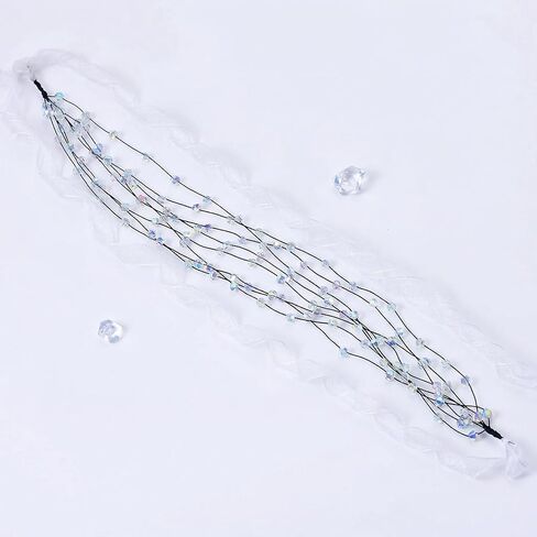 Crystal Head Piece Beaded Mesh Headband Fashion Hair Accessories for Women Wedding Handmade Hairband for Bridal A122 (Sliver) in Saudi Arabia