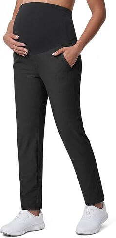 Maternity Pants Over The Belly Pregnancy Active Pants Dressy Golf Work Business Casual Slacks with Pockets in Saudi Arabia