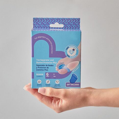 2 Units of 2-in-1 Separator & Bunion Protector. Elastic, soft and moisturizing gel. Relieves bunion pain and corrects toe position. One size. Made in Spain, EU. in Saudi Arabia