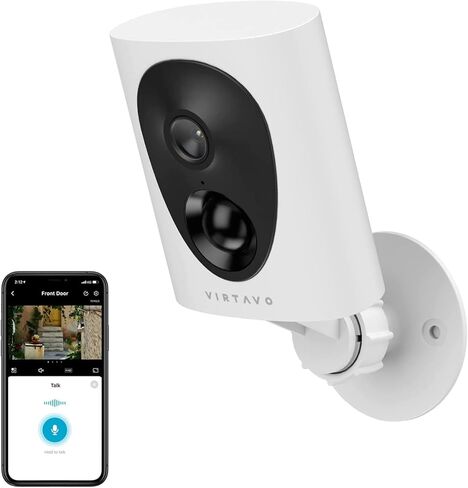 virtavo 2K Wireless Security Camera Outdoor Home WiFi Surveillance Cam, Battery Powered,3W Solar Panel,Color Night Vision,AI Motion Detection,2‑Way Audio,IP66 Weatherproof,SD Card & No Subscription in Saudi Arabia