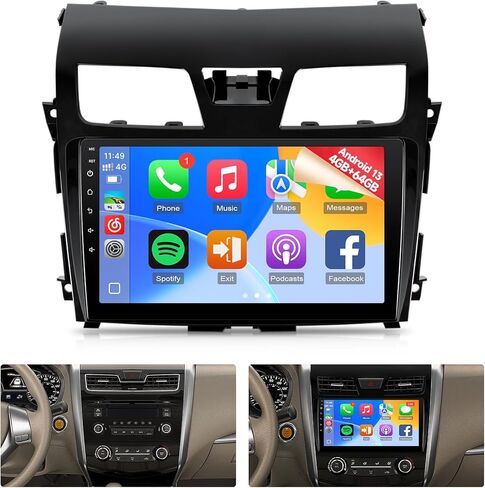 راديو سيارة Naifay Android 12 لسيارة Nissan Altima 2013-2018 (غير مناسب لنظام الصوت الممتاز وشاشة كبيرة)، شاشة لمس 9 بوصة لستيريو Altima مع Carplay Android Auto Bluetooth FM GPS WiFi Camera in Kuwait