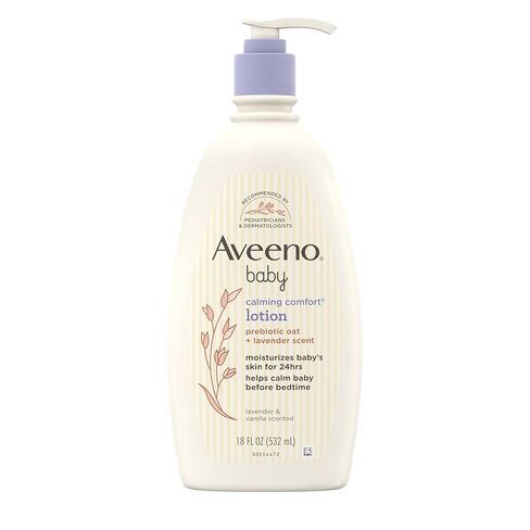 Aveeno Baby Calming Comfort Moisturizing Body Lotion with Relaxing Lavender & Vanilla Scents, Non-Greasy Baby Lotion, Nourishing Prebiotic Oatmeal, & No added parabens 12 fl. oz in Saudi Arabia