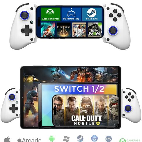 Megadream Mobile Gaming Controller for iPhone/Android/PC - iPad/Tablet (Up to 11in) - Cloud Game - NS-Switch|Swith 2 - Turn Your Phone into a Gaming Console - PS5/Xbox Remote Play Streaming, Call of Duty, Roblox, Turbo, White in Kuwait