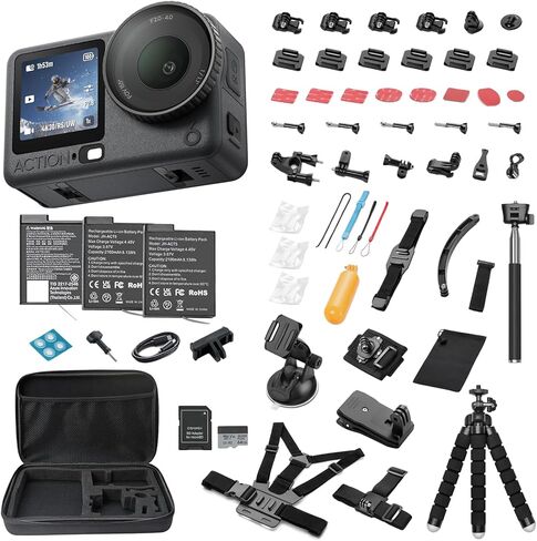 DJI Osmo Action 6 Essential Combo,with 58 Piece Accessory Kit+ 64GB Card - Waterproof Action Camera with 1/1.3" Sensor, 4K/120fps Video, Action Camera 4K Ideal for Sports (Total 1 Battery) in Saudi Arabia