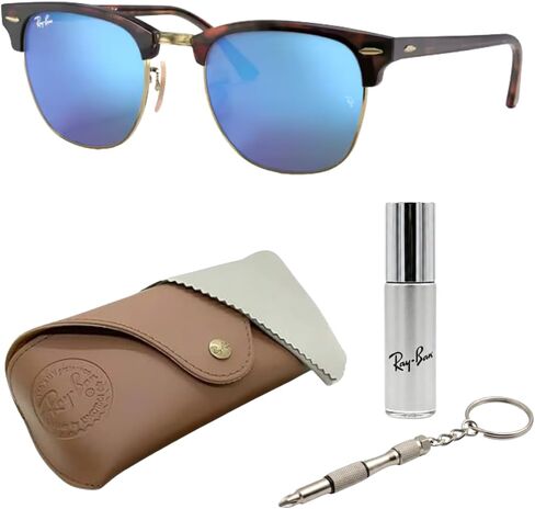 نظارات شمسية من Ray-Ban RB3016 CLUBMASTER FLASH LENSES مربعة الشكل للرجال والنساء مع مجموعة نظارات RAYBAN الرسمية in Saudi Arabia