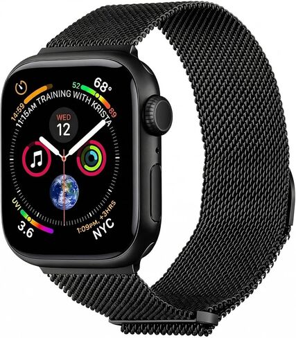 MANLENO Stainless Steel Mesh Milanese Band Compatible with Apple Watch 38mm 40mm 41mm 42mm 44mm 45mm 46mm 49mm - Magnetic Closure Metal Strap for iWatch Series 11/10/9/8/7/6/5/4/3/2 in Kuwait
