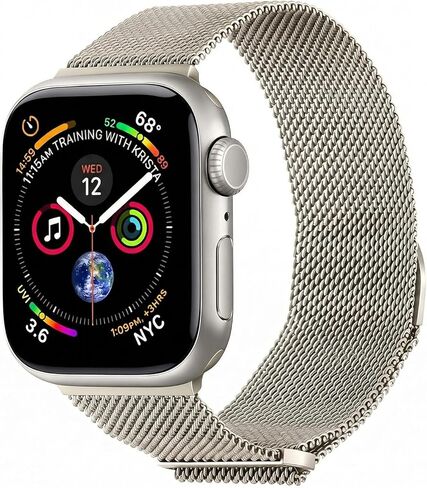 MANLENO Stainless Steel Mesh Milanese Band Compatible with Apple Watch 38mm 40mm 41mm 42mm 44mm 45mm 46mm 49mm - Magnetic Closure Metal Strap for iWatch Series 11/10/9/8/7/6/5/4/3/2 in Kuwait