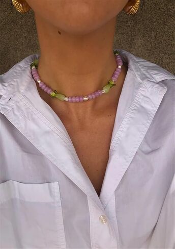 1pcs handmade glaze glass red crab and goldfish beaded natural stone crystal necklace for summer in Saudi Arabia