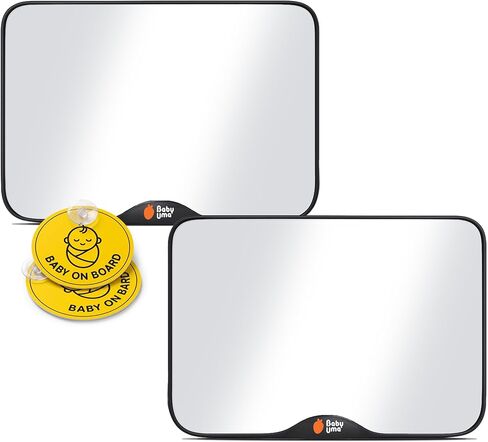 Baby Uma Baby Car Mirror - Clear-View Shatterproof Car Mirror for Baby, Easy On 'n Off with Stay-Put Buckles Newborn Essentials (9.4 x 6.4 in) in Saudi Arabia