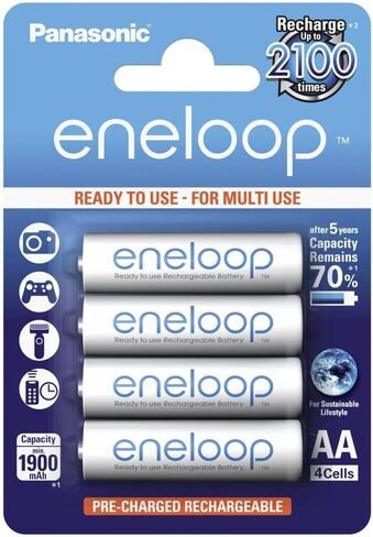 باناسونيك 1x4 Eneloop Mignon AA 1900 مللي أمبير + علبة البطارية، BK-3MCCEC4BE (AA 1900 مللي أمبير + علبة البطارية) in Kuwait