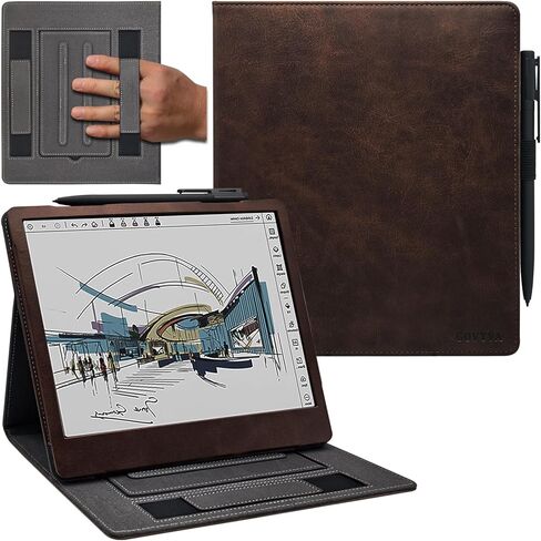 حافظة مزدوجة لجهاز Onyx Boox Tablet Note Air 5 C/Note Air 4 C/Air 3 C (إصدار 2025/2024) غطاء جلد PU ممتاز مع خاصية النوم/الاستيقاظ التلقائي/حزام يد مزدوج/حامل قلم مرن (غابة ضبابية) in Kuwait
