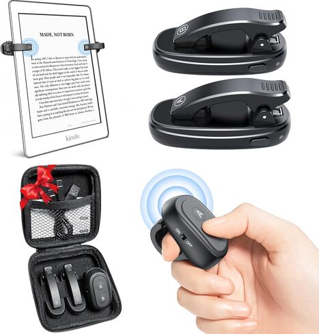 [2 Clips] Page Turner for Kindle Paperwhite: Kindle Remote Page Turner, Finger Ring Kindle Clicker Page Turner for iPad Android Tablets Reading Novels/Comics, Phone Camera Control Triggers(Black) in Saudi Arabia