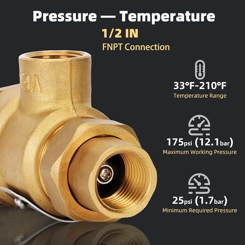 1/2" F9D-M3 Backflow Preventer Brass Dual Check Valve with Intermediate Atmospheric Vent,1/2 Inch,Female Union Inlet and Outlet, Replacement for Watts in Saudi Arabia