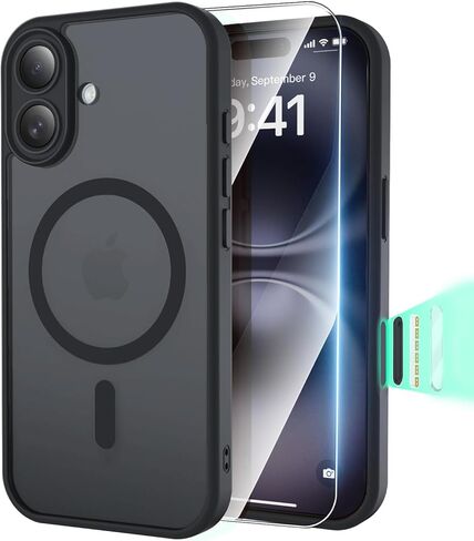 حافظة مغناطيسية لهاتف iPhone 13/14/15 مع واقي شاشة، [حماية كاملة للكاميرا] [متوافقة مع Magsafe] [شفافة غير لامعة] حافظة هاتف واقية مقاومة للصدمات مقاس 6.1 بوصة - أزرق in Kuwait