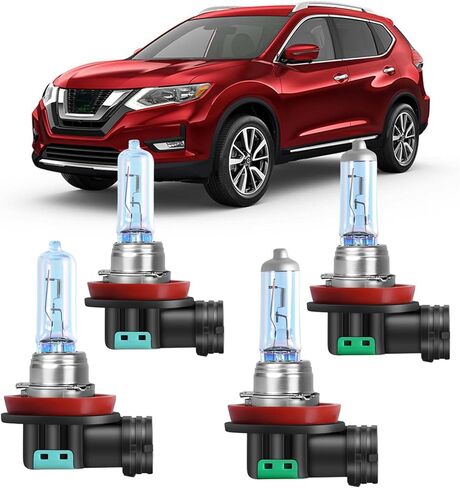 SHENKENUO مناسب لمصباح الهالوجين الأمامي Nissan Rogue (2015-2020)، H9 High Beam + H11 Low Beam + H8/H11 مصابيح الضباب - مجموعة مصابيح أمامية عالية الأداء، Plug-n-Play (يحتوي على 6 مصابيح) in Kuwait