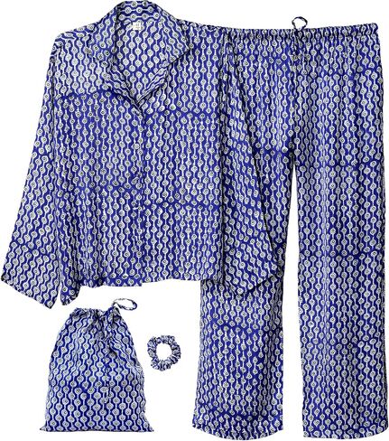 Huar Women’s Premium Silk Pajama Set - Floral Print Button Down Nightwear, Luxury Lightweight Pure Silk Loungewear Set in Saudi Arabia