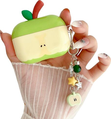 حافظة فواكه ثلاثية الأبعاد من JANDM مع سلسلة مفاتيح لأجهزة AirPods 4، تصميم جميل على شكل تفاح، غطاء جمالي مقاوم للصدمات مع غطاء واقي للحزام للنساء والفتيات in Kuwait