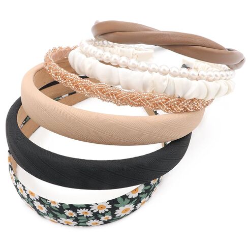 7 Pack Headbands for Women Girls Cute Headbands Non Slip Floral Padded Pearl Hairbands Fashion Hair Accessories Multi-style Headband Pack in Saudi Arabia