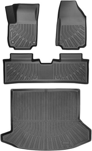 سجادات أرضية مخصصة لسيارة 2025-2026 Chevy Equinox (Gas) وGMC Terrain، بطانات أرضية TPE مناسبة لجميع الأحوال الجوية للصف الأول والثاني، مع بطانة صندوق البضائع وسجادات مسند الظهر، مقاومة للماء عديمة الرائحة - مجموعة كاملة in Kuwait