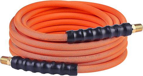 1/4" Lay - Flat Air Compressor Hose 25FT 300 PSI Hybrid Flexible Pneumatic Hose with 360° Swivel MNPT Fittings Lightweight Tangle Free for All Weather Industrial Tools in Saudi Arabia