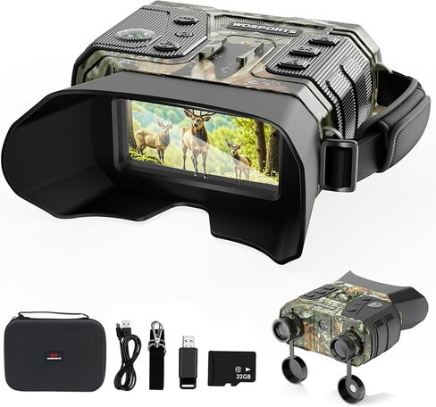 WOSPORTS 4K Night Vision Goggles, 10X Optical & 8X Digital Zoom, 48MP | up to 80X Magnification, 1015FT Vision, 3-inch Screen, 5000mAh Rechargeable Battery, Outdoor Camping, Gift for Men in Kuwait