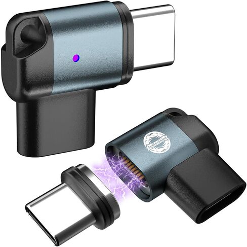 محول مغناطيسي USB C 90 درجة 2 حزمة زاوية ضيقة L 16 دبوس PD 240W استبدال OTG للهاتف وموصلات موسع من النوع C (أرجواني) in Kuwait
