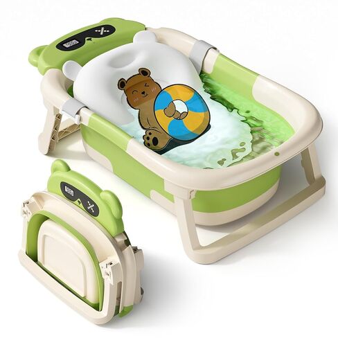 AVIDOR Baby Bathtub,Collapsible Bathtub for Newborn to Toddler,Durable Essential Infant Bath Tub,Portable Travel Baby Tub with Soft Cushion,No-Slip Hanging and Detachable(Grey) in Saudi Arabia