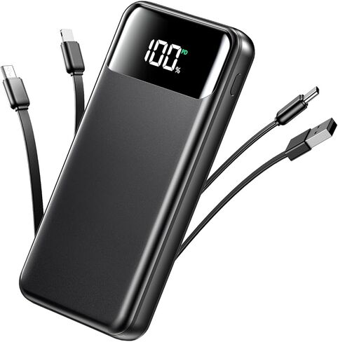 Portable Charger Power Bank 50000mAh Battery Pack, 22.5W Fast Charging PowerBank with Built in Cables,Travel Essential USB-C Portable Phone Charger for iPhone Samsung Pixel Android iPad-White in Saudi Arabia
